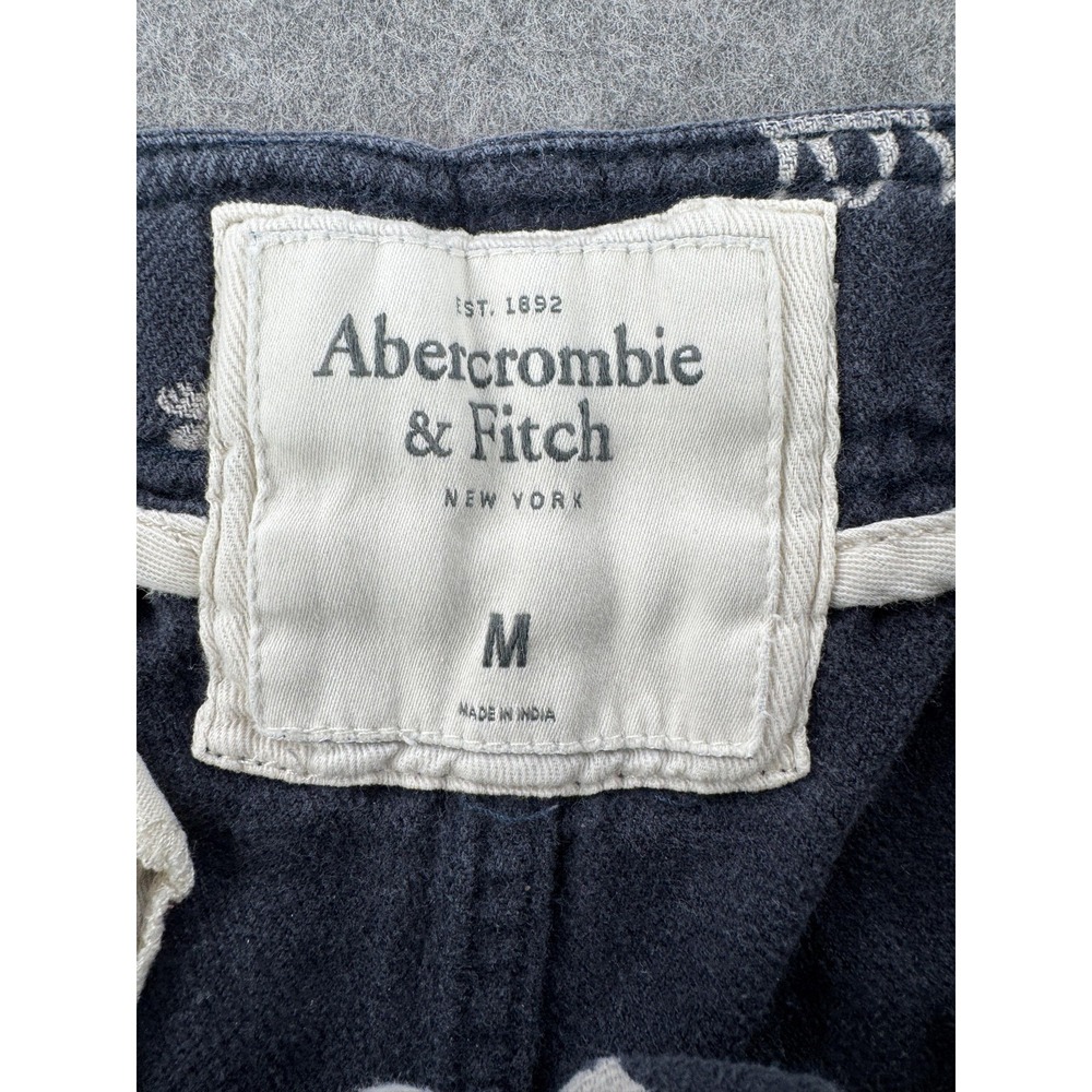 Abercrombie & Fitch Moose Pants Mens Medium Navy Print Lounge Sleep Cotton - Picture 2 of 14